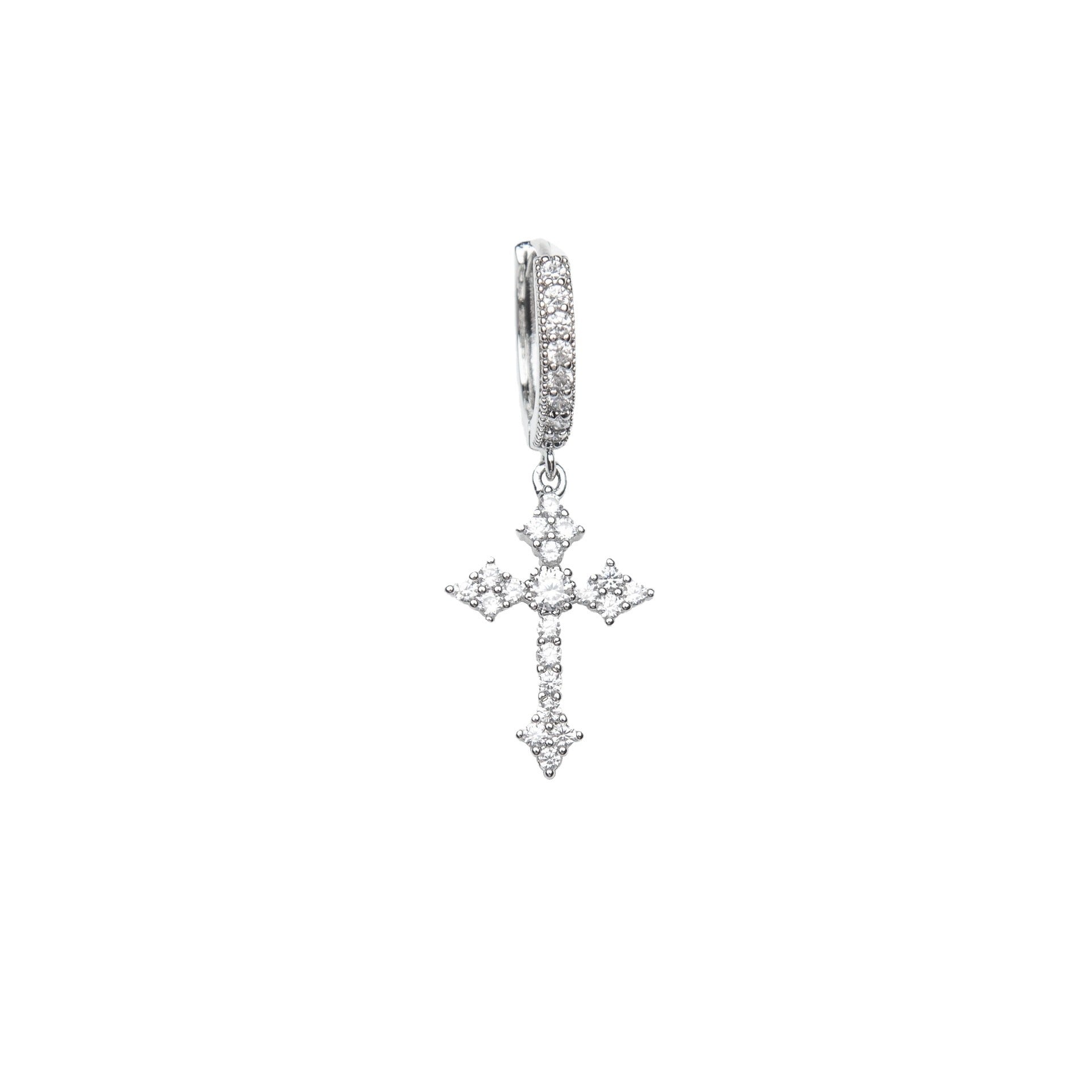 Wholesale Diamond Shaped Cross Copper Earrings with Diamond Inlay